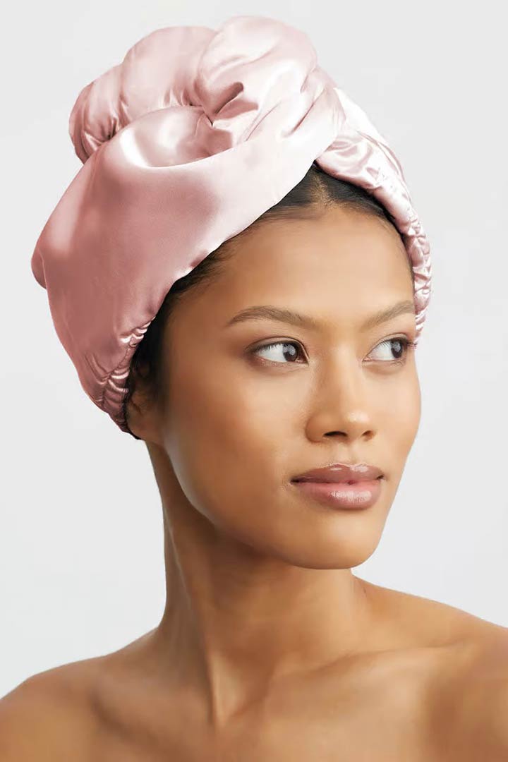 صورة Satin-Wrapped Hair Towel-Blush