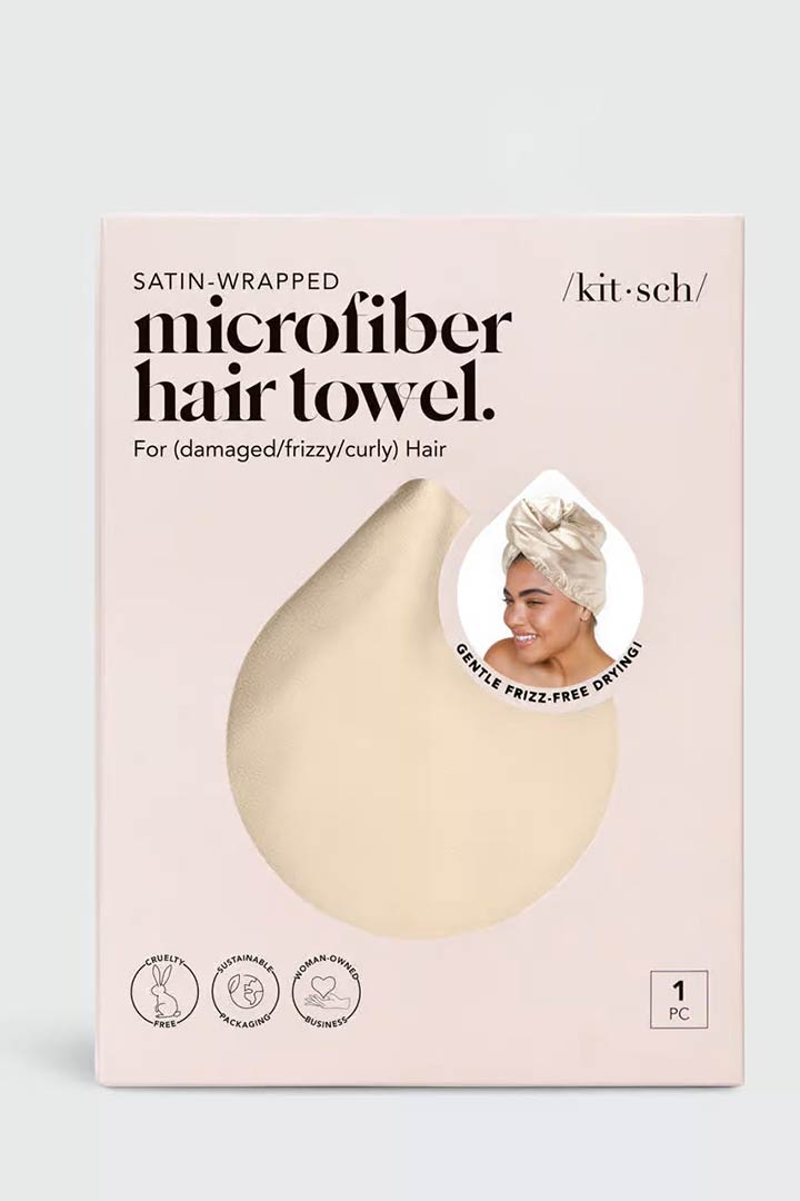 صورة Satin-Wrapped Hair Towel-Champagne