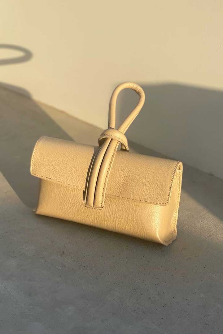 صورة Genuine Leather Hand Bag -Beige