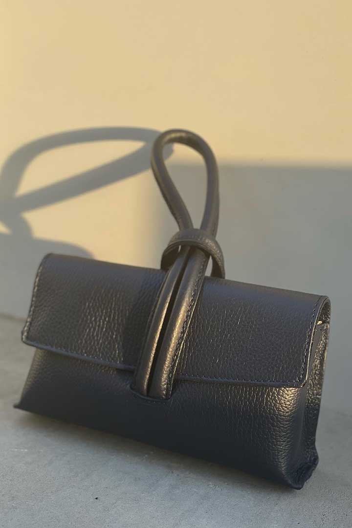 صورة Genuine Leather Hand Bag -Navy