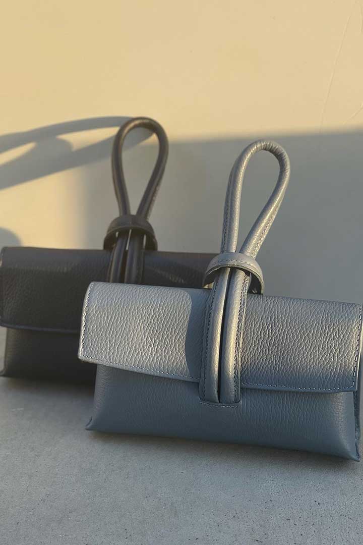 صورة Genuine Leather Hand Bag - light Grey