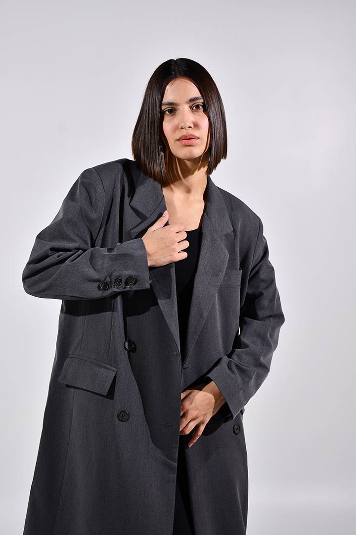 صورة Marie Double Breasted Coat-Grey