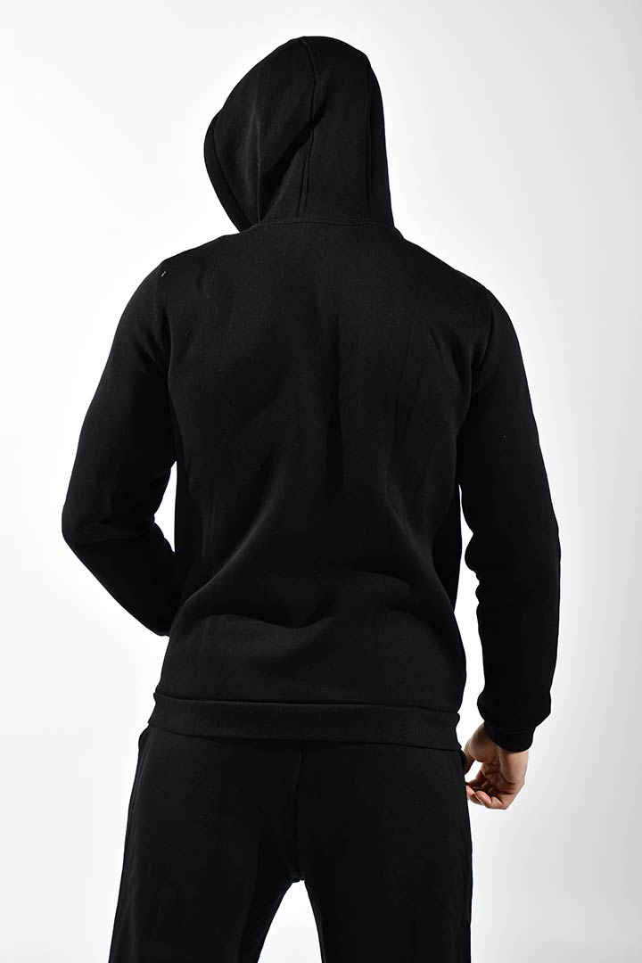 صورة Zipper Hooded Sweatshirt-Black
