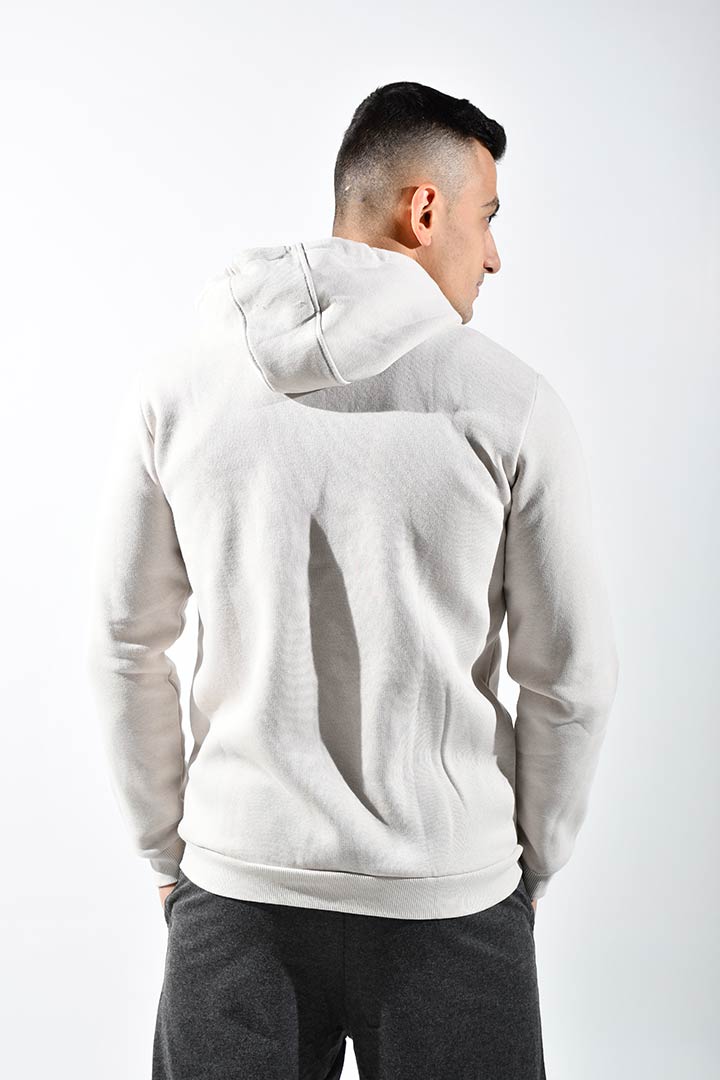 صورة Zipper Hooded Sweatshirt-Beige