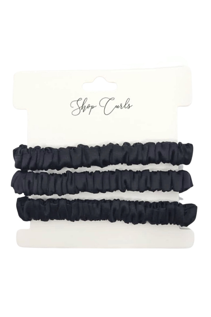 صورة Shop Curls Skinny Silk Scrunchies(3Pack) - All Black 