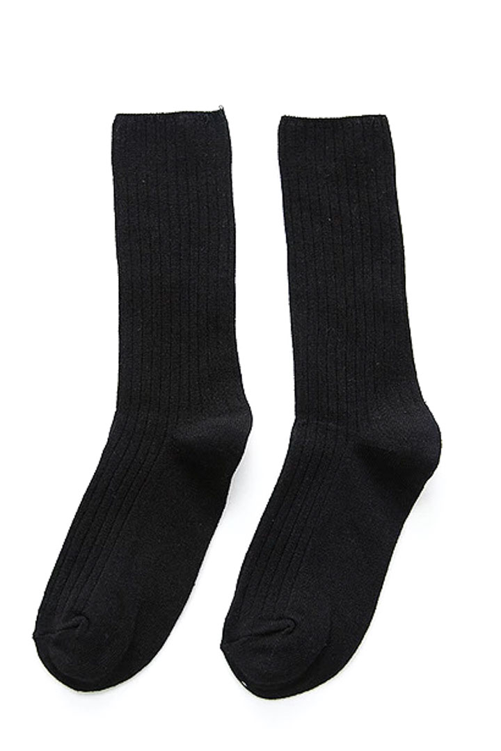 صورة Textured Knitted Socks-Black