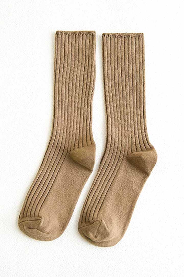 صورة Textured Knitted Socks-Brown