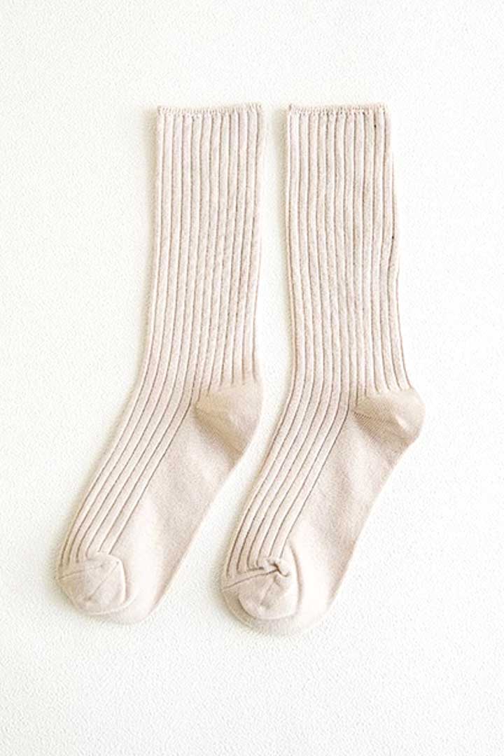 صورة Textured Knitted Socks-Beige