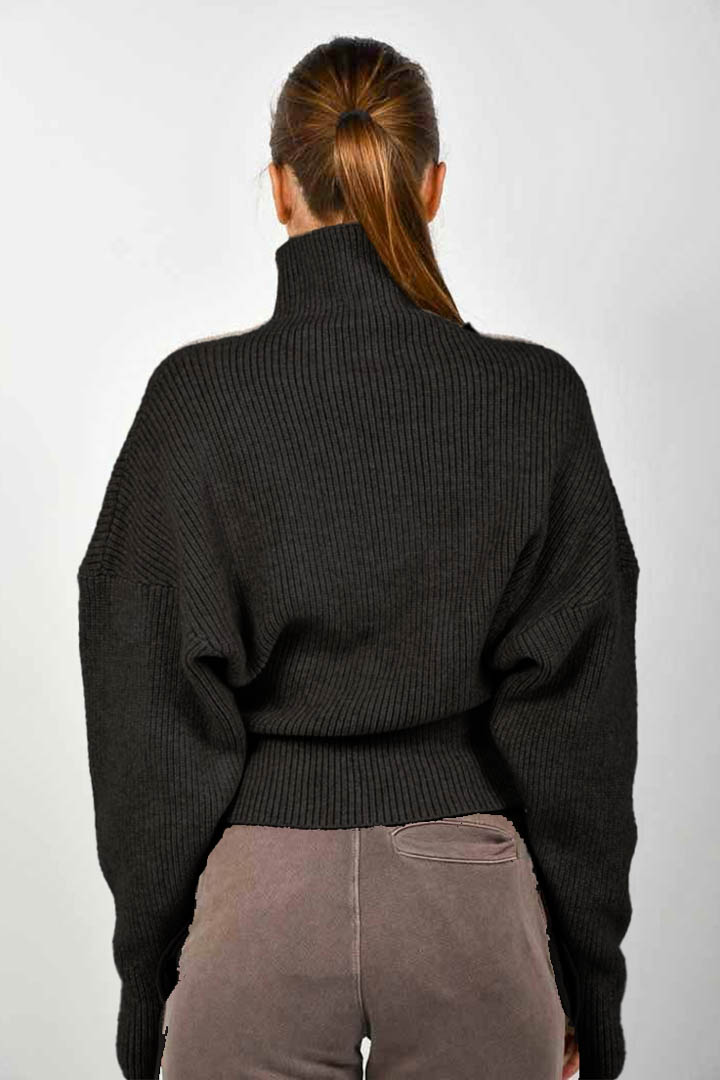 صورة Turtleneck Knitted Sweater-Black