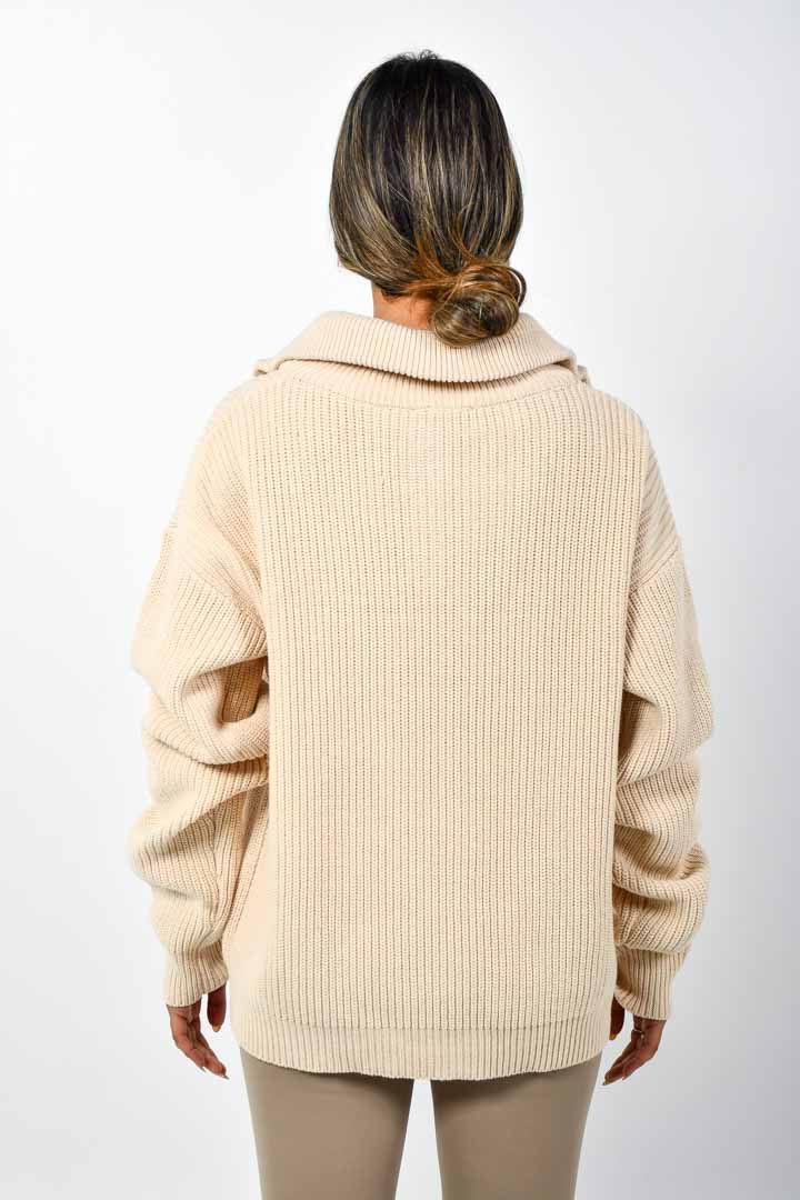 صورة Quarter Zip Sweater-Crème