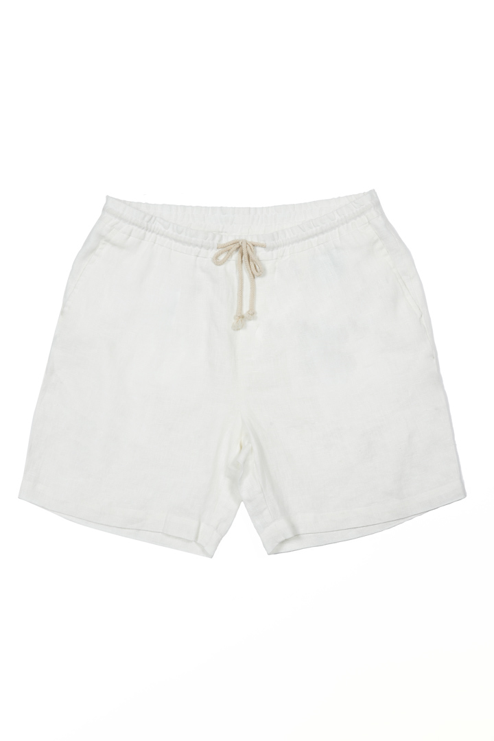 صورة Seashell Linen Shorts-White