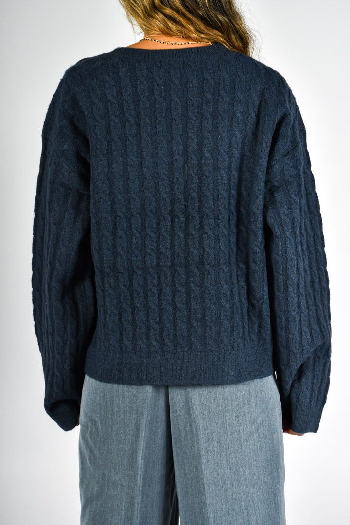 صورة Cable Knitted Sweater-Blue