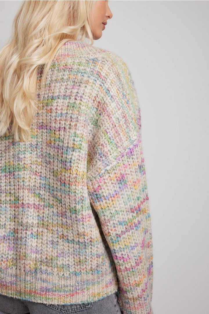 صورة Chunky Knitted V-Neck Sweater-Multi