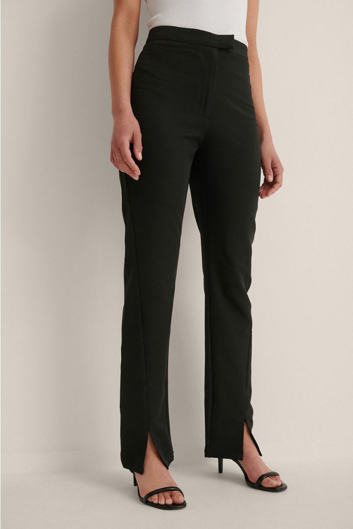 صورة Front Slit Suit Pants-Black