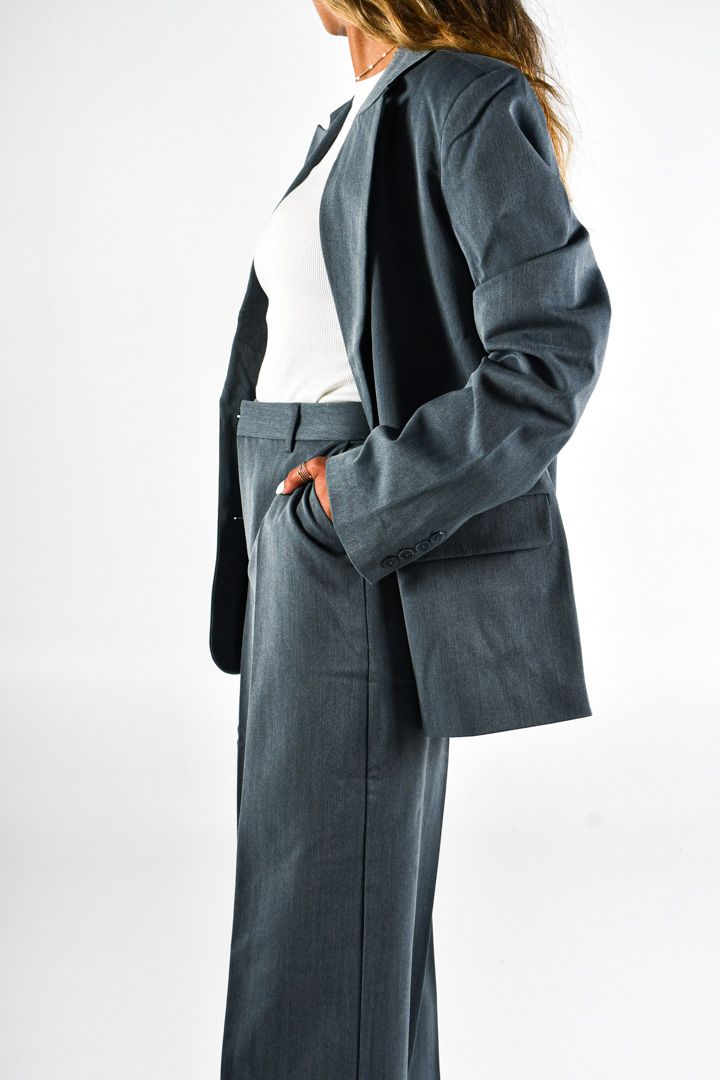 Picture of Oversized Straight Blazer-Blue