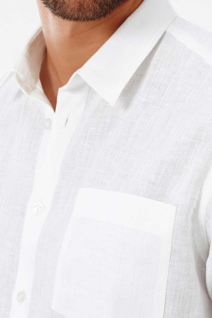 Picture of Men Linen Shirt Solid-White