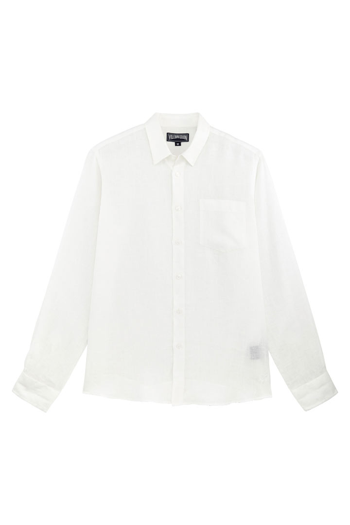 Picture of Men Linen Shirt Solid-White