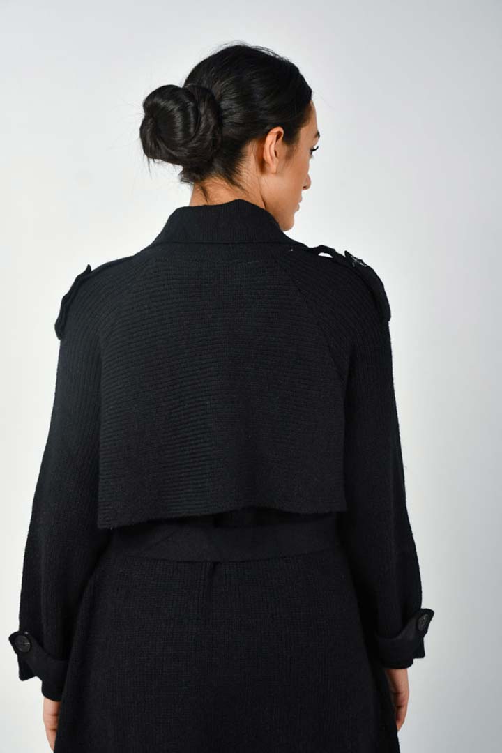 Picture of Knitted Trench Coat-Black