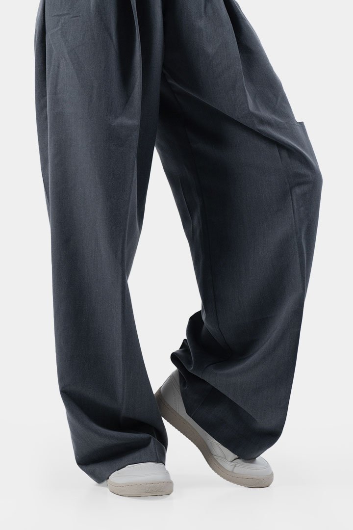 صورة Side Slit Trousers-Grey