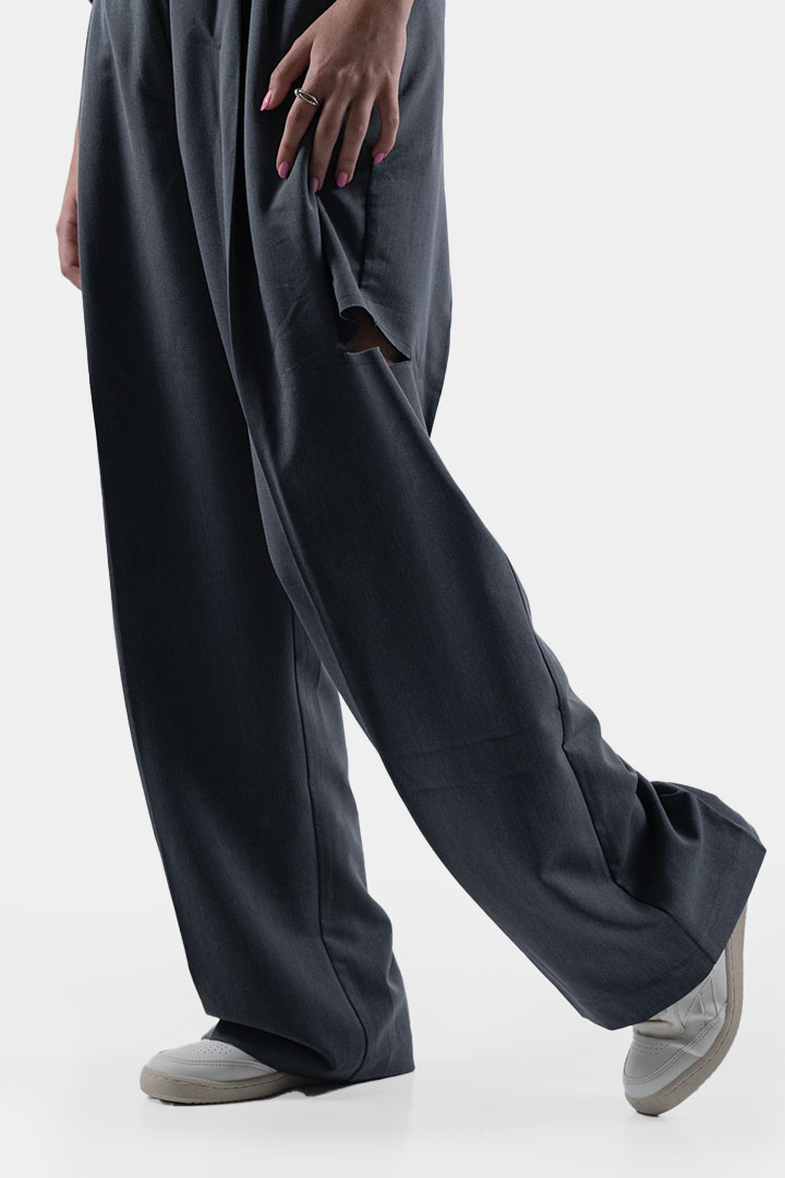 صورة Side Slit Trousers-Grey