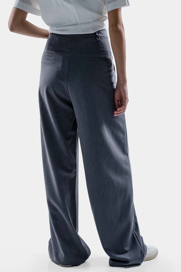 صورة Waist Cut Out Trousers-Grey