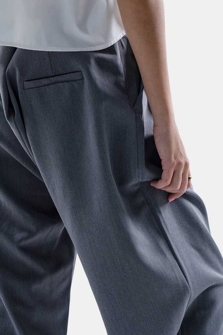 صورة Waist Cut Out Trousers-Grey
