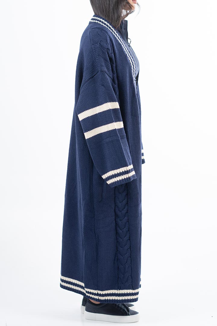 صورة  Long Knitted Cardigan - Dark Blue