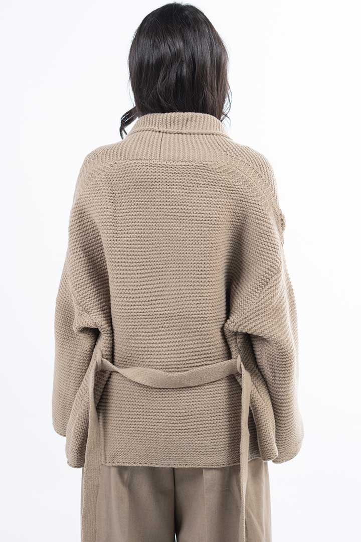 Picture of Short Belted Cardigan - Coffee