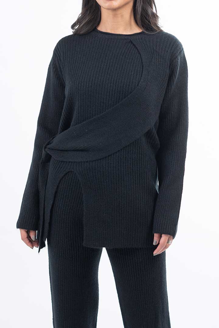 صورة Two Piece Knitted Set - Black