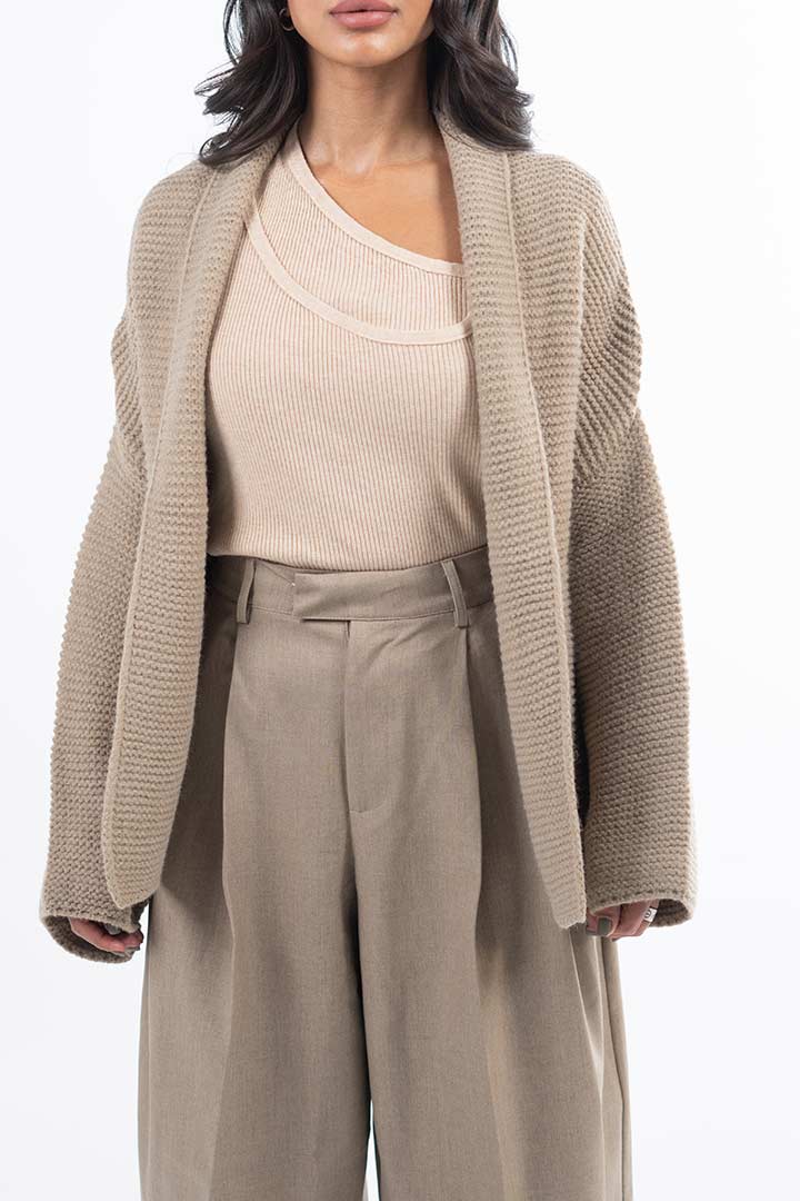 Picture of Wide Leg Trousers-Beige