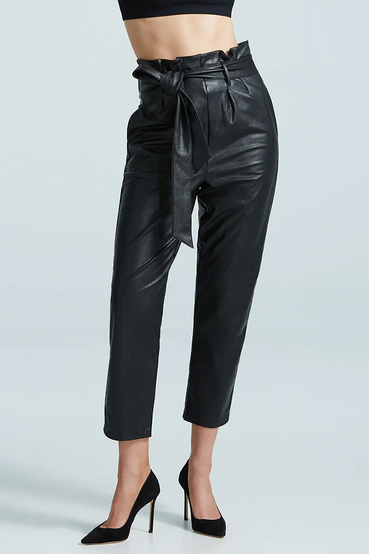 Picture of Faux Leather Paper Bag Pant - Black