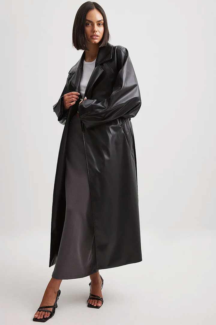 Picture of Oversized PU Trench Coat 
