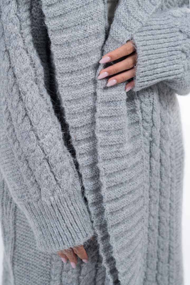 صورة Mid Knitted Cardigan-Grey
