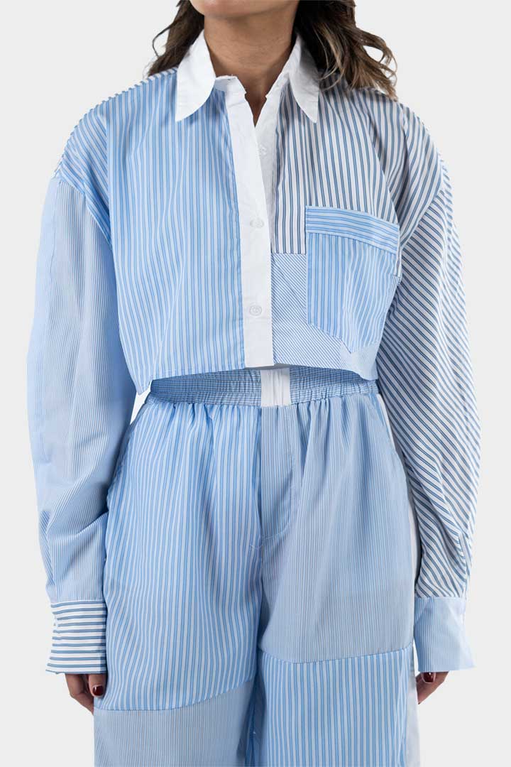 Picture of Patchwork Striped Set-Blue