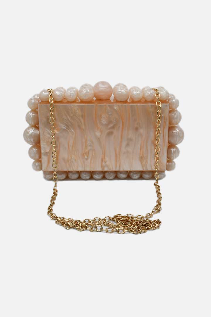 Picture of Marble Clutch Bag-Beige