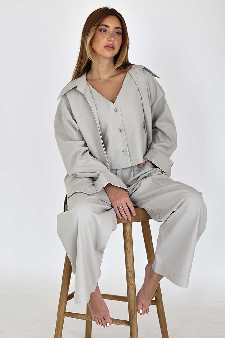 Picture of Oversized Suit Set-Beige