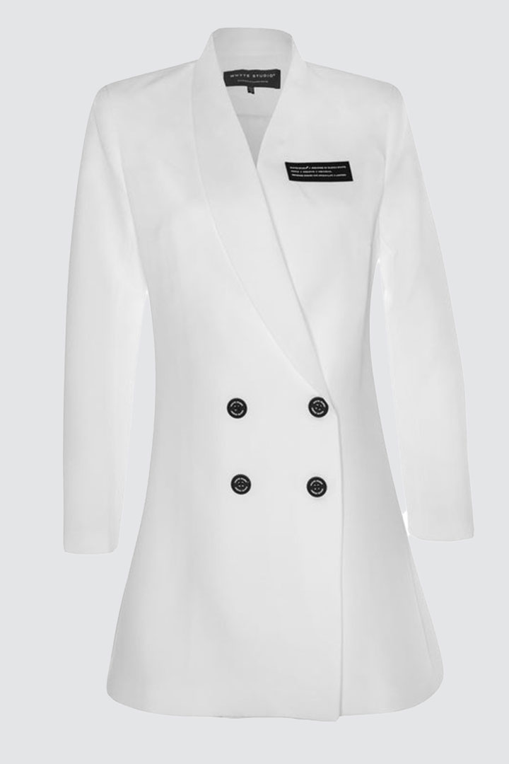 Picture of The Deactivate Hound Stooth Blazer Dress-White