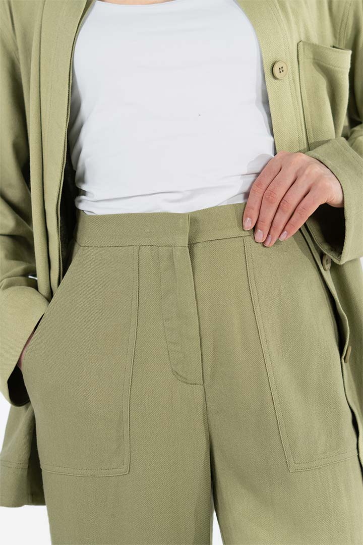 Picture of Blissful Linen Blend Trousers-Pistachio 