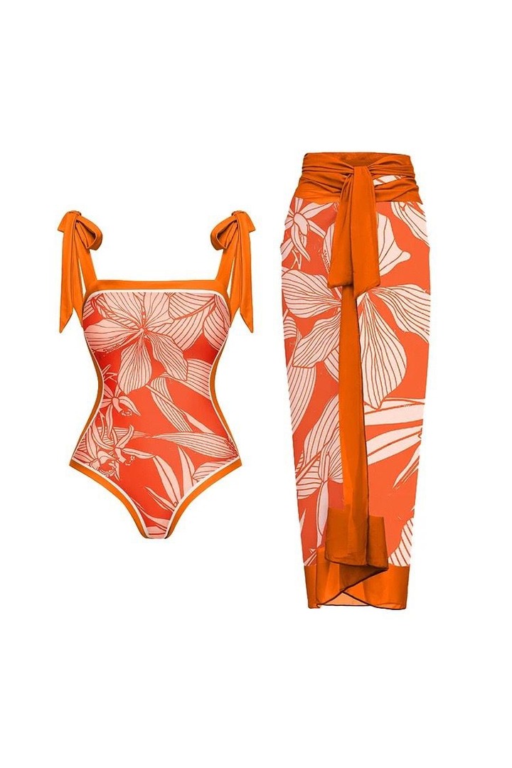 Picture of Floral Swimsuit Set-Orange