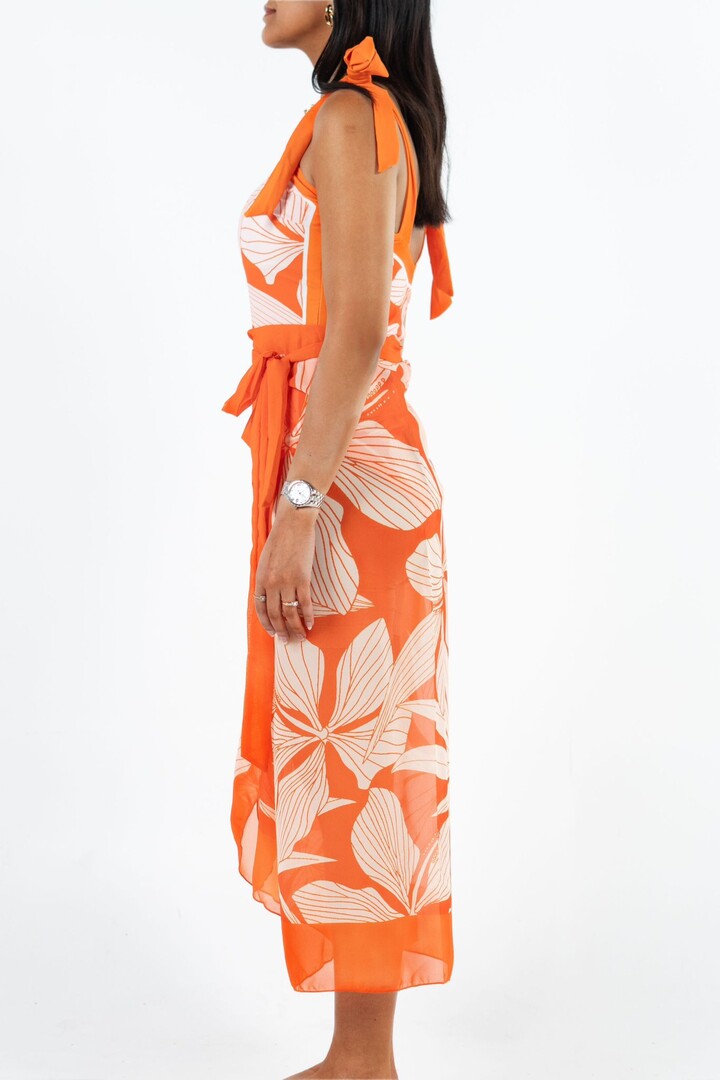 Picture of Floral Swimsuit Set-Orange