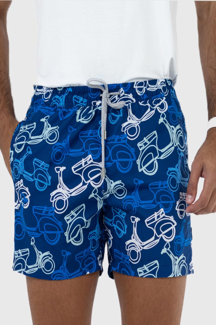 Picture of John Frank All Over Printed Swimshorts - Scooter Navy