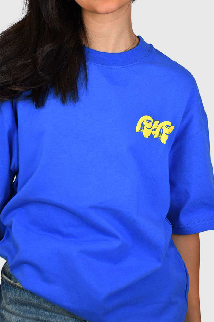 Picture of Bom Bom Oversized T-Shirt Yellow on Blue 